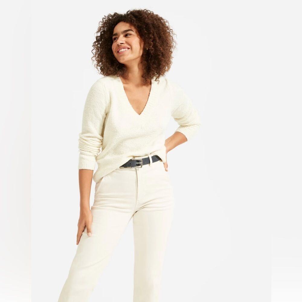 NWT EVERLANE THE TEDDY V NECK SWEATER SIZE S